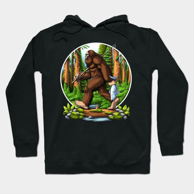 Bigfoot Fishing Hoodie by underheaven